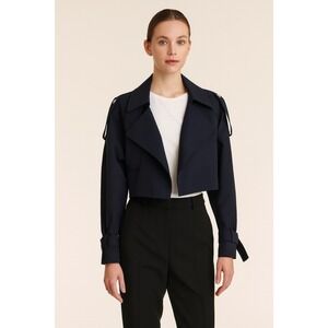 NWT Belle‎ & Bloom Womens Navy Manhattan Cropped Trench Coat Medium